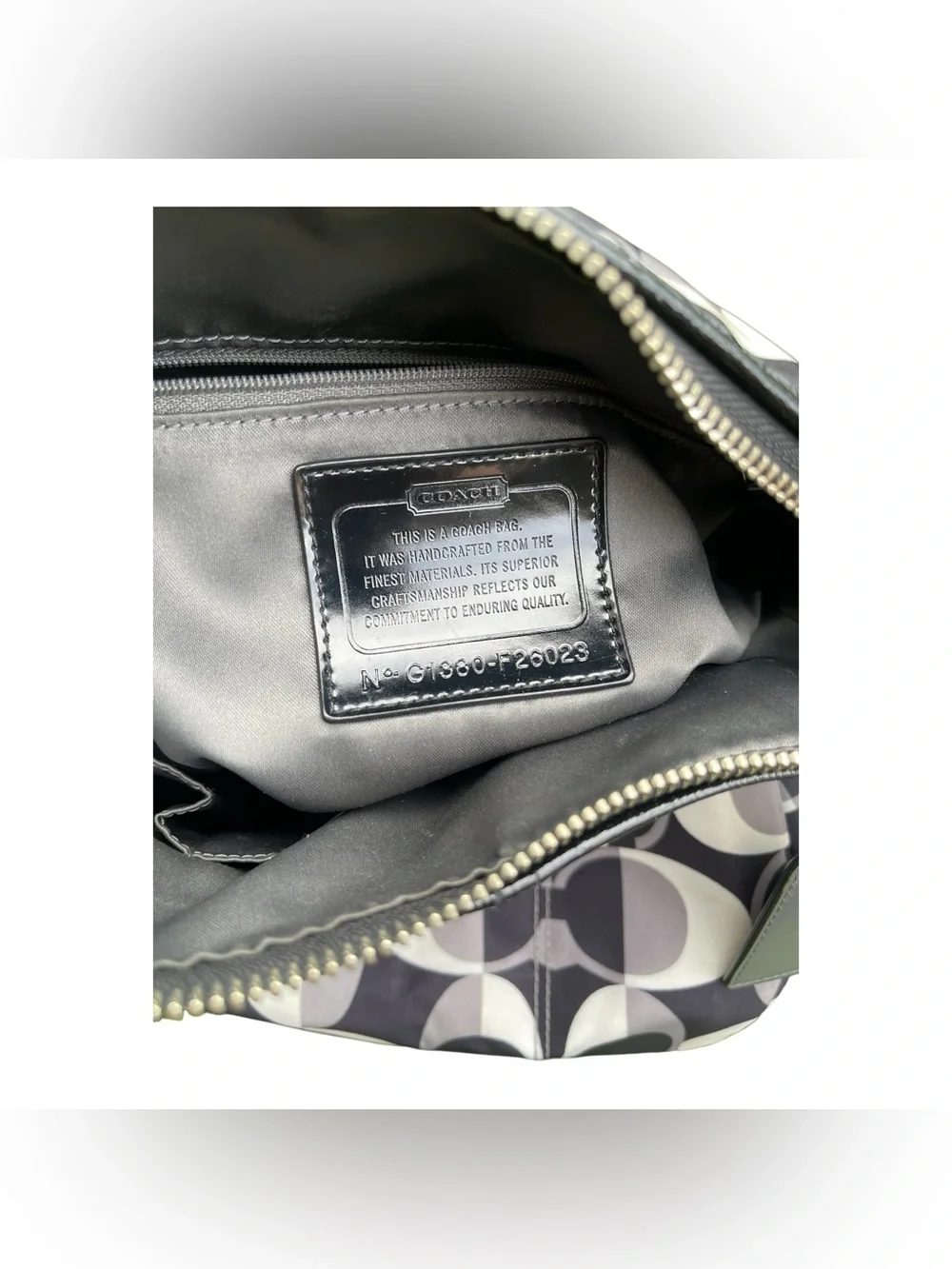 Authentic Coach Signature Nylon Hobo Bag – Black & Grey Monogram